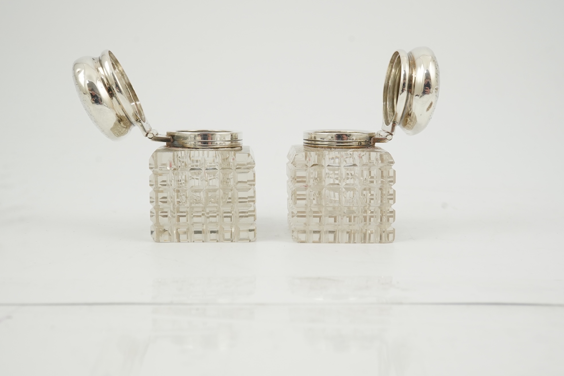 A late Victorian silver two handled rectangular inkstand by George Unite